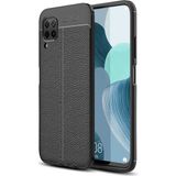 Kvy Huawei P40 Lite Deri Görünümlü Lux Niss Silikon Kılıf - Siyah