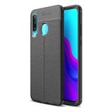 Kvy Huawei P40 Lite E Deri Görünümlü Lux Niss Silikon Kılıf - Siyah