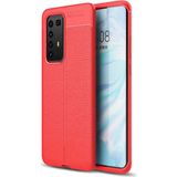 Kvy Huawei P40 Pro Deri Görünümlü Lux Niss Silikon Kılıf - Kırmızı