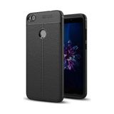 Kvy Huawei P9 Lite Mini Deri Görünümlü Lux Niss Silikon Kılıf - Siyah