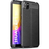 Kvy Huawei Y5P Deri Görünümlü Lux Niss Silikon Kılıf - Siyah