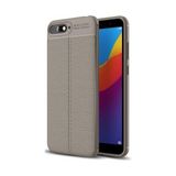 Kvy Huawei Y6 2018 Deri Görünümlü Lux Niss Silikon Kılıf - Gri