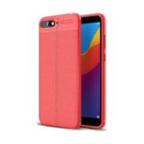 Kvy Huawei Y6 2018 Deri Görünümlü Lux Niss Silikon Kılıf - Kırmızı