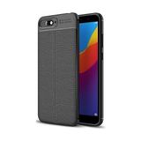 Kvy Huawei Y6 2018 Deri Görünümlü Lux Niss Silikon Kılıf - Siyah