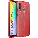 Kvy Huawei Y6P Deri Görünümlü Lux Niss Silikon Kılıf - Kırmızı