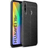 Kvy Huawei Y6P Deri Görünümlü Lux Niss Silikon Kılıf - Siyah