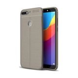 Kvy Huawei Y7 2018 Deri Görünümlü Lux Niss Silikon Kılıf - Gri