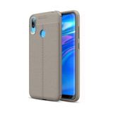 Kvy Huawei Y7 Prime 2019 Deri Görünümlü Lux Niss Silikon Kılıf - Gri