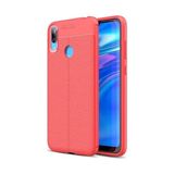 Kvy Huawei Y7 Prime 2019 Deri Görünümlü Lux Niss Silikon Kılıf - Kırmızı