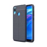 Kvy Huawei Y7 Prime 2019 Deri Görünümlü Lux Niss Silikon Kılıf - Lacivert
