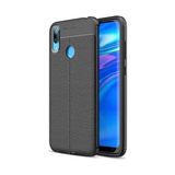 Kvy Huawei Y7 Prime 2019 Deri Görünümlü Lux Niss Silikon Kılıf - Siyah