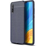 Kvy Huawei Y8P Deri Görünümlü Lux Niss Silikon Kılıf - Lacivert