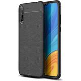 Kvy Huawei Y8P Deri Görünümlü Lux Niss Silikon Kılıf - Siyah