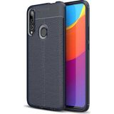 Kvy Huawei Y9 Prime 2019 Deri Görünümlü Lux Niss Silikon Kılıf - Lacivert