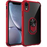 Kvy Iphone Xr Tam Korumalı Yüzüklü Renkli Kenarlı Manyetik Mola Kılıf Ekran Koruyucu - Kırmızı