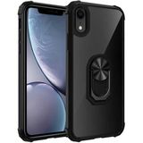 Kvy Iphone Xr Tam Korumalı Yüzüklü Renkli Kenarlı Manyetik Mola Kılıf Ekran Koruyucu - Siyah