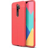 Kvy Oppo A5 2020 Deri Görünümlü Lux Niss Silikon Kılıf - Kırmızı