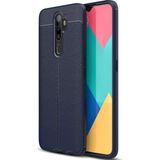 Kvy Oppo A9 2020 Deri Görünümlü Lux Niss Silikon Kılıf - Lacivert