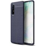 Kvy Oppo Reno 3 Pro Deri Görünümlü Lux Niss Silikon Kılıf - Lacivert