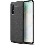 Kvy Oppo Reno 3 Pro Deri Görünümlü Lux Niss Silikon Kılıf - Siyah