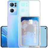 Kvy Oppo Reno 7 Kamera Korumalı Kartlıklı Setra Şeffaf Silikon Kılıf Ekran Koruyucu