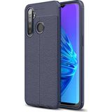 Kvy Realme 5i Deri Görünümlü Lux Niss Silikon Kılıf - Lacivert