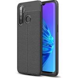 Kvy Realme 5i Deri Görünümlü Lux Niss Silikon Kılıf - Siyah