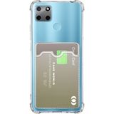 Kvy Realme C25Y Kamera Korumalı Kartlıklı Setra Şeffaf Silikon Kılıf Ekran Koruyucu