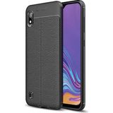 Kvy Samsung Galaxy A10 Deri Görünümlü Lux Niss Silikon Kılıf - Siyah