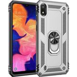 Kvy Samsung Galaxy A10 Yüzüklü Standlı Vega Kılıf + Nano Ekran Koruyucu - Gümüş
