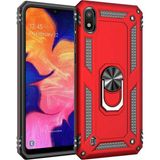 Kvy Samsung Galaxy A10 Yüzüklü Standlı Vega Kılıf + Nano Ekran Koruyucu - Kırmızı