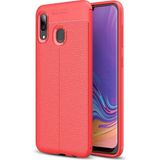 Kvy Samsung Galaxy A10S Deri Görünümlü Lux Niss Silikon Kılıf - Kırmızı