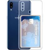 Kvy Samsung Galaxy A10s Kamera Korumalı Kartlıklı Setra Şeffaf Silikon Kılıf