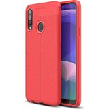 Kvy Samsung Galaxy A20S Deri Görünümlü Lux Niss Silikon Kılıf - Kırmızı