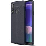 Kvy Samsung Galaxy A20S Deri Görünümlü Lux Niss Silikon Kılıf - Lacivert
