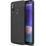 Kvy Samsung Galaxy A20S Deri Görünümlü Lux Niss Silikon Kılıf - Siyah