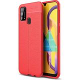 Kvy Samsung Galaxy A21S Deri Görünümlü Lux Niss Silikon Kılıf - Kırmızı