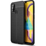 Kvy Samsung Galaxy A21S Deri Görünümlü Lux Niss Silikon Kılıf - Siyah