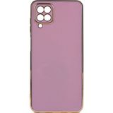 Kvy Samsung Galaxy A22 4g Parlak Kenarlı Bark Silikon Kılıf - Mor