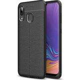 Kvy Samsung Galaxy A30 Deri Görünümlü Lux Niss Silikon Kılıf - Siyah