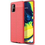 Kvy Samsung Galaxy A51 Deri Görünümlü Lux Niss Silikon Kılıf - Kırmızı