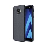 Kvy Samsung Galaxy A6 2018 Deri Görünümlü Lux Niss Silikon Kılıf - Lacivert