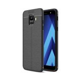 Kvy Samsung Galaxy A6 2018 Deri Görünümlü Lux Niss Silikon Kılıf - Siyah