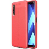 Kvy Samsung Galaxy A7 2018 Deri Görünümlü Lux Niss Silikon Kılıf - Kırmızı