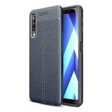Kvy Samsung Galaxy A7 2018 Deri Görünümlü Lux Niss Silikon Kılıf - Lacivert