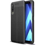 Kvy Samsung Galaxy A7 2018 Deri Görünümlü Lux Niss Silikon Kılıf - Siyah