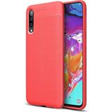 Kvy Samsung Galaxy A70 Deri Görünümlü Lux Niss Silikon Kılıf - Kırmızı