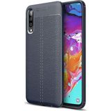 Kvy Samsung Galaxy A70 Deri Görünümlü Lux Niss Silikon Kılıf - Lacivert