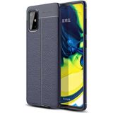Kvy Samsung Galaxy A71 Deri Görünümlü Lux Niss Silikon Kılıf - Lacivert