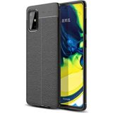 Kvy Samsung Galaxy A71 Deri Görünümlü Lux Niss Silikon Kılıf - Siyah